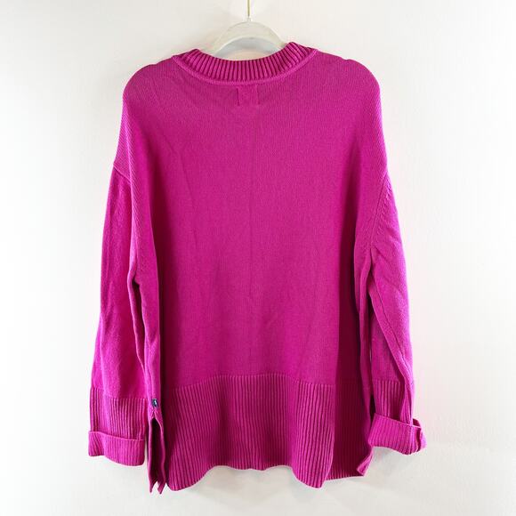 GAP Crewneck Cotton Oversized Long Sleeve Ribbed Trim Sweater Pink XL - Picture 3 of 4